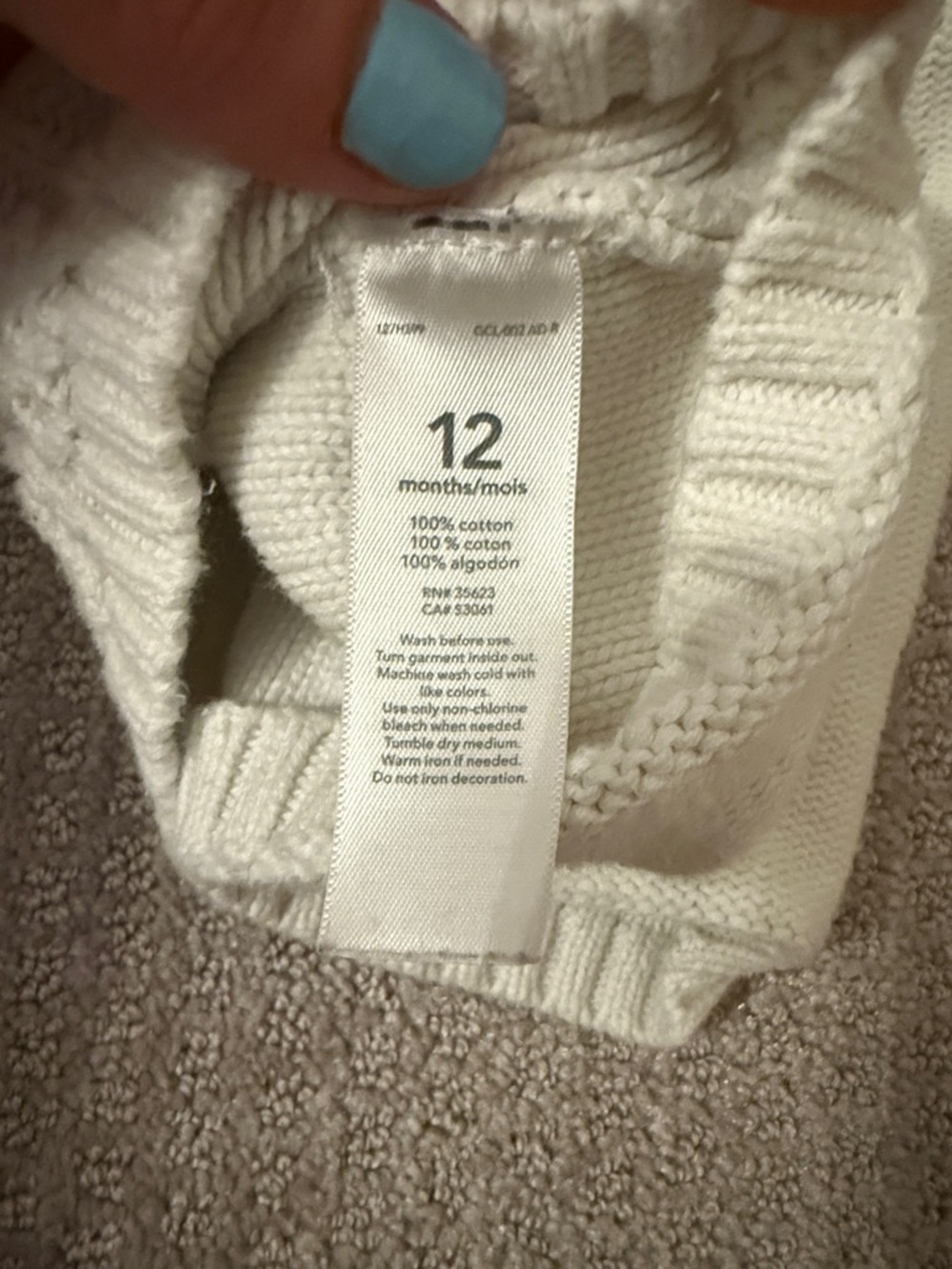Carter's Cream Cable-Knit Ruffle Shoulder Sweater - Picture 6 of 6